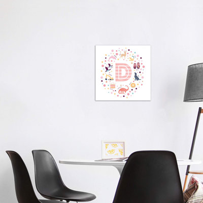 Lettre illustrée D rose - impression
