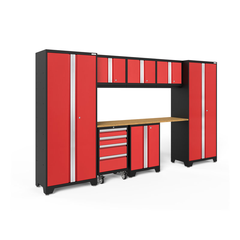 Armoire de rangement Bold Series, Rouge, Bambou, Sept armoires
