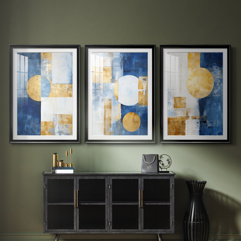ABSTRACT Series Dxxxi - Impression encadrée sur mesure de qualité supérieure - 3 pièces, H 21 po x l 30 po
