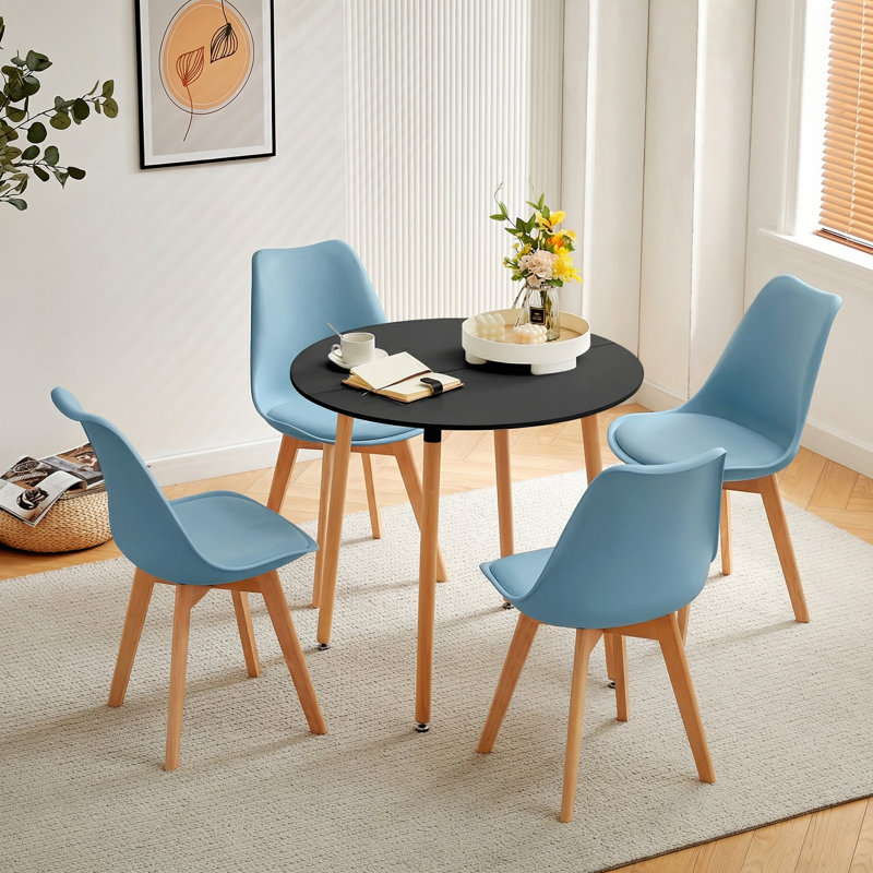 4 - Person Dining Set, Black, Air Force Blue