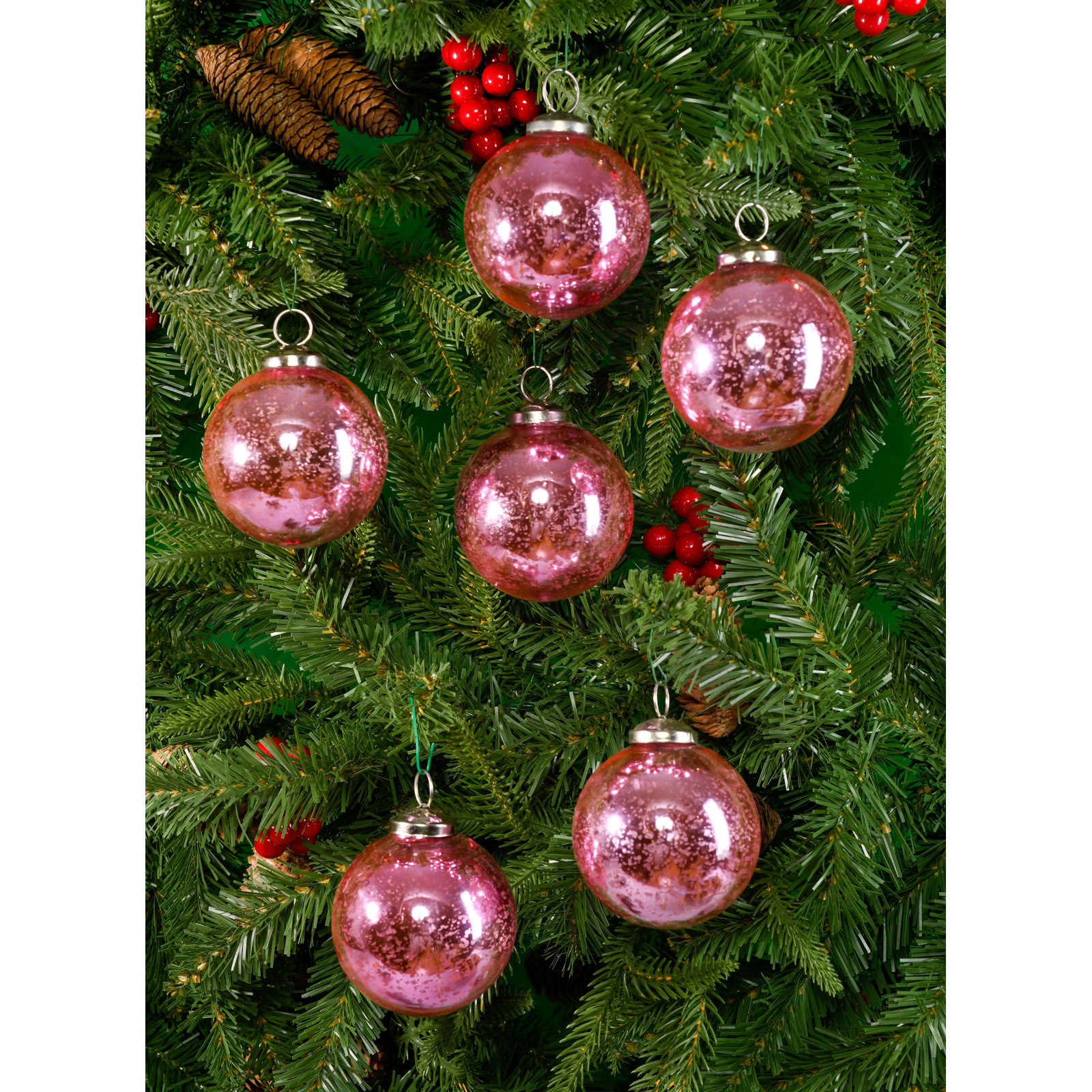 4'' Glass Animals Ball Ornament, Antique Rose Pink