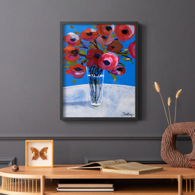 Coquelicots, reproduction encadrée - bois massif