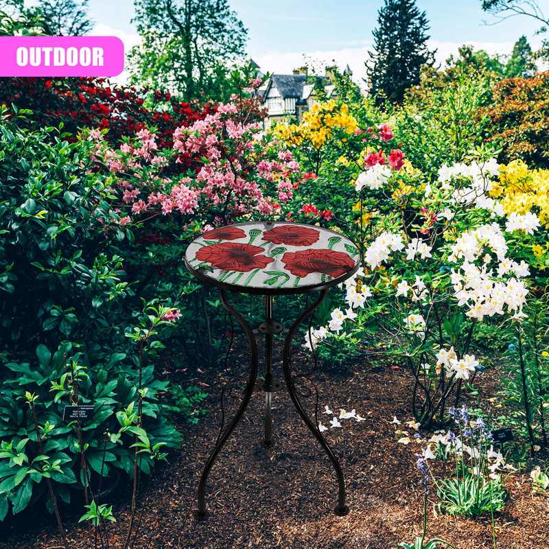 Round Metal Outdoor Bistro Table , 30.5cm W 30.5cm D, Poppies