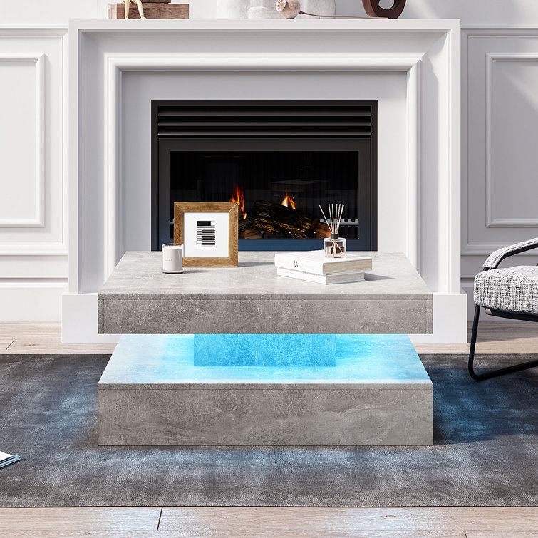 Charvez Solid Coffee Table with 16 Colors LED Lights, 78 X 78cm
