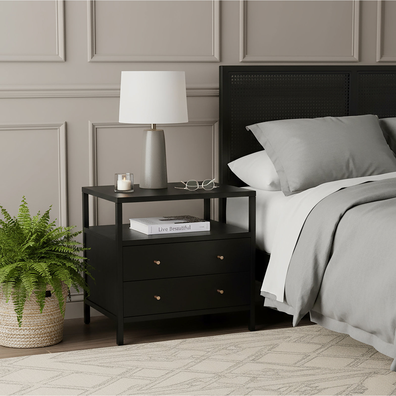 Sloane 2-Drawer Nightstand, Black