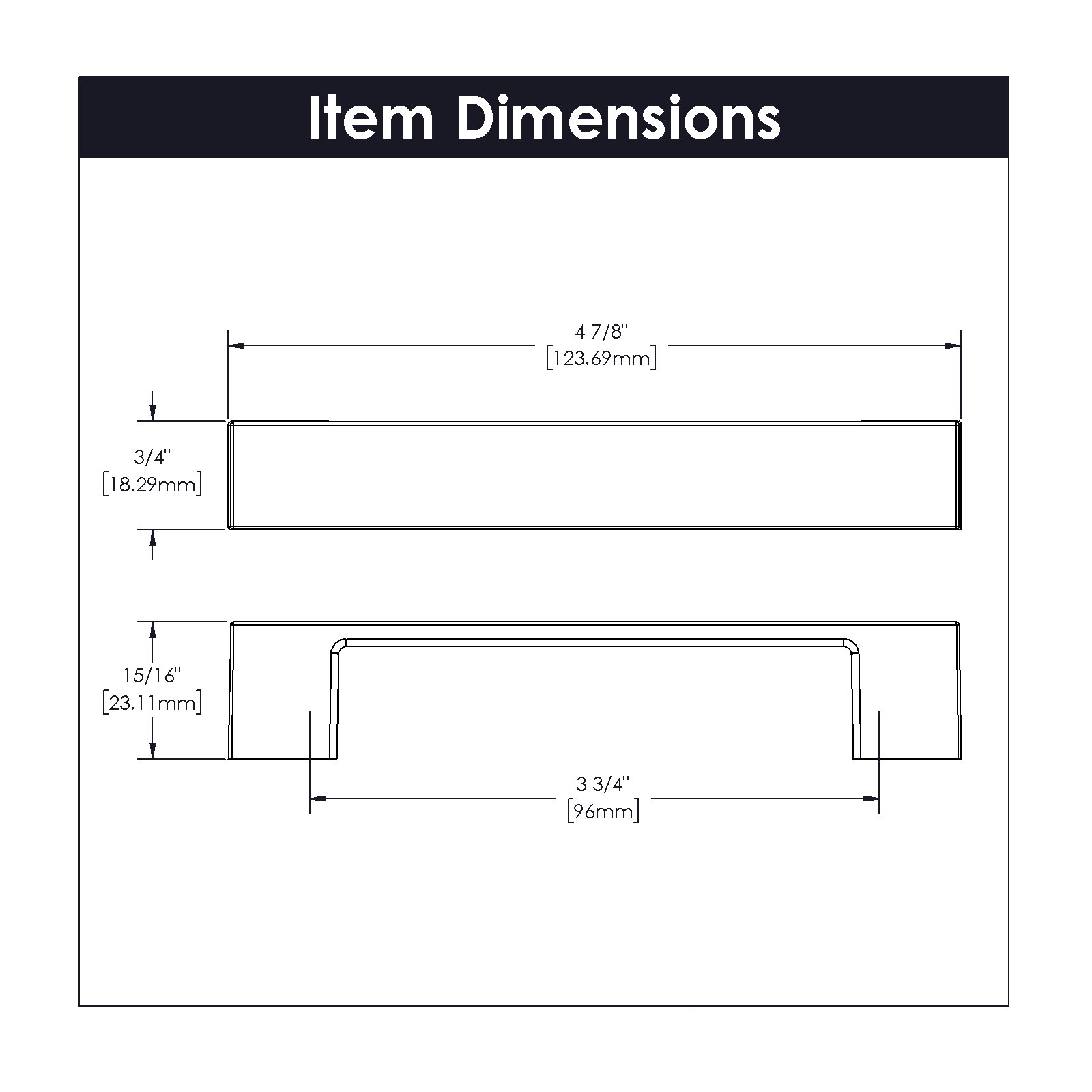 Heritage Designs Dash Handle Pull - Contemporary Hardware for Drawers & Cabinets, Brushed Brass, 3-3/4"