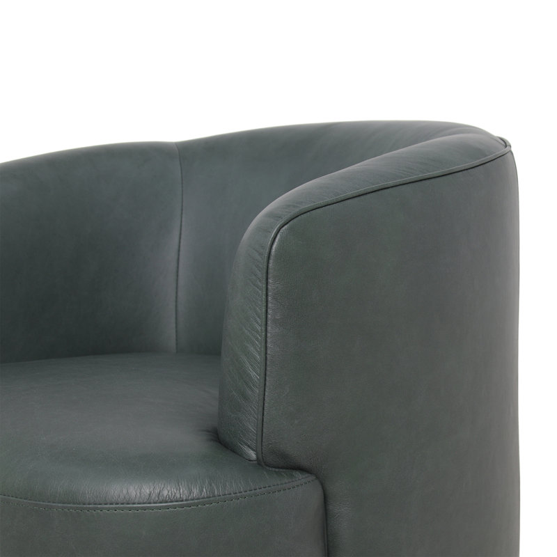 Fauteuil club en cuir Casa Casa, Vert mousse foncé