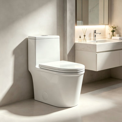YINGZE YZ79S Modern Compact Round One Piece Toilet 10" Rough-In High Efficiency Dual Flush For Small Bathroom