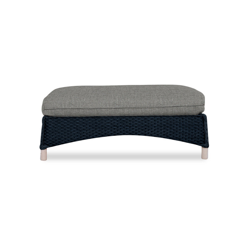 Mandalay Outdoor Ottoman, Callen Celadon, Ebony