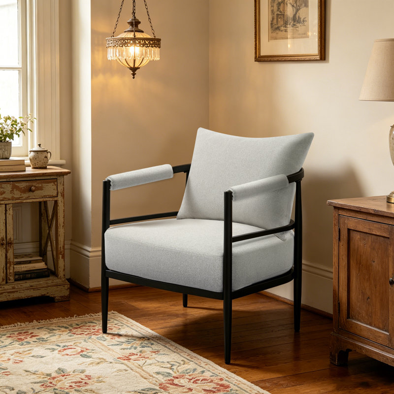 Modern Curved-Back Accent Chair With High-Density Foam Cushion– Upholstered Armchair For Living Room, Office, Or Lounge