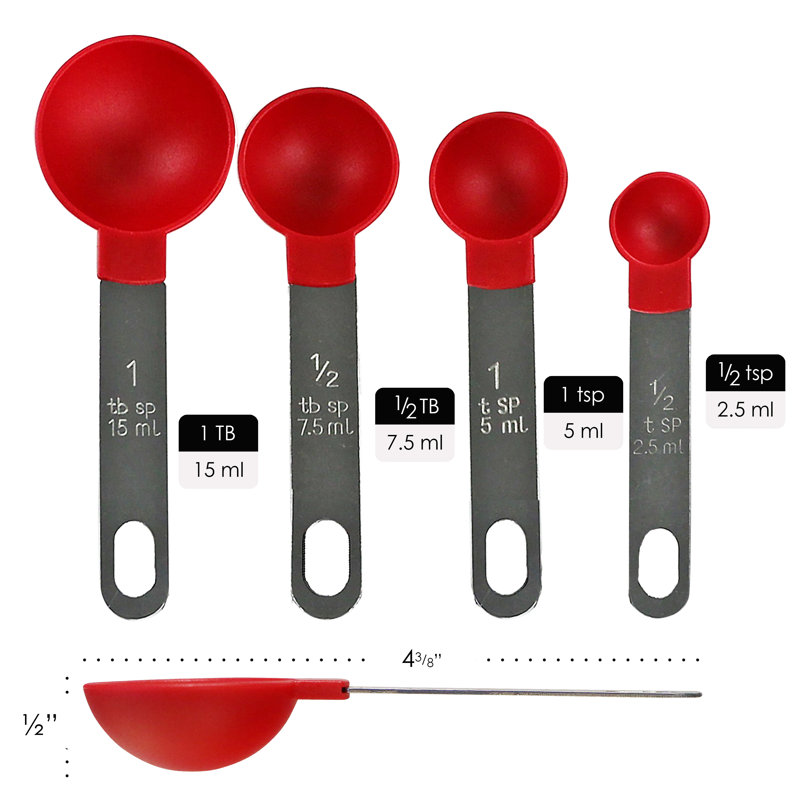 Reston Lloyd 8 -Piece Plastic Measuring Cup, Red