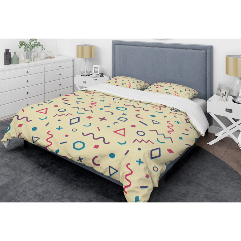 Cream Retro Abstract Mid-century Modern Full/Queen Bedding Set