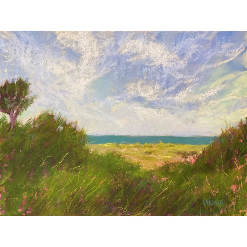 Tuesday's Charm Print by Dina Gardner, 25.25" H x 31.25" W x 0.88" D, Black Framed Paper, White