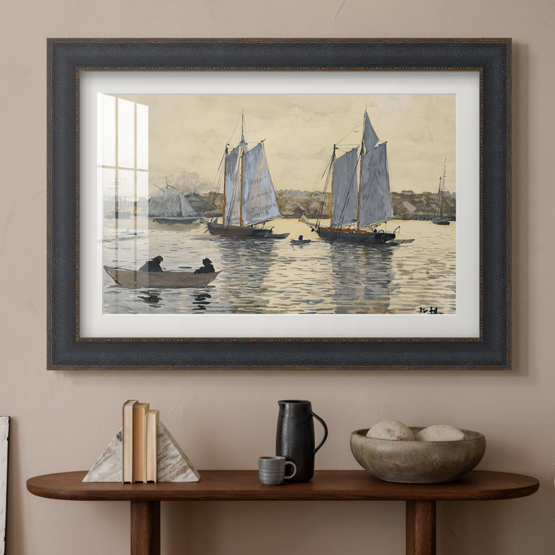 Deux goélettes, Gloucester, vers 1880 - Winslow Homer - Estampe encadrée sur mesure, 20x28 INNER SIZE, Framed Print with Mat