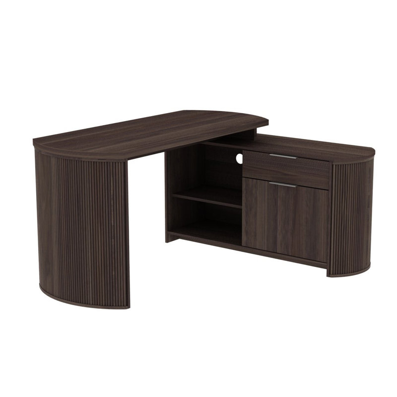 Bureau modulaire en bois manufacturé Godfry, Noyer