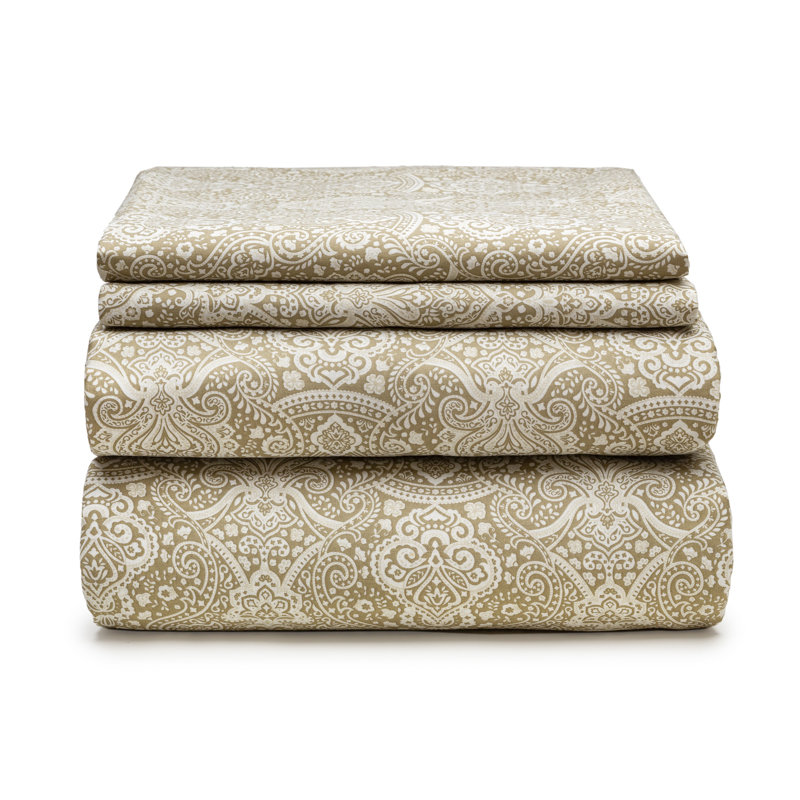Magnifique ensemble de draps 100% coton, Très grand, Brun clair