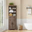  Grande armoire de rangement 70,9 "de style campagnard avec tiroir et portes, organisateur de salle de bain autoportant en bois avec tablettes ouvertes pour petits espaces-2068470396