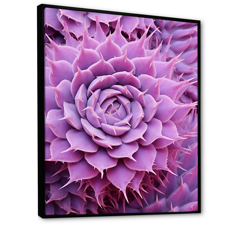 Cactus Mauve Majesty sur toile, Cadre flottant blanc, H 20 po x l 12 po x P 1 po