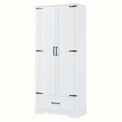 Tall Bathroom Storage Cabinet, Cabinet With Two Doors And One Drawer, Adjustable Shelf, MDF Board, White -  One Allium Way®, 1DC8F51542884B26A16713C2ABA08DC6