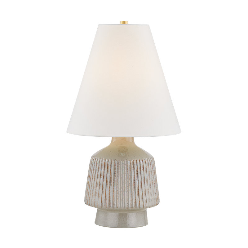 Très grande lampe de table en laiton vieilli et céramique Coccon par Cortney Bishop