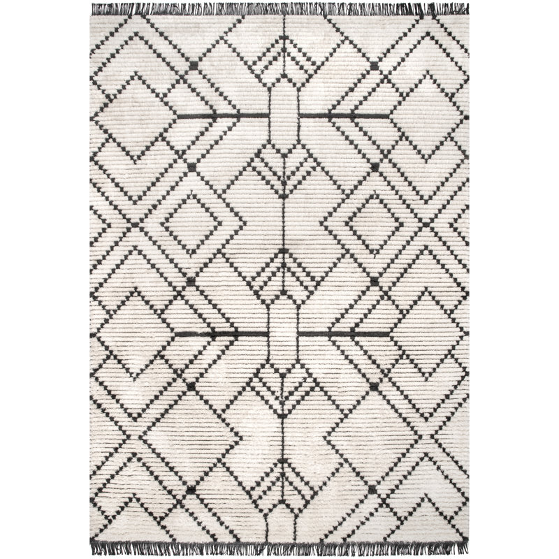 Tapis beige à poils longs texturé Nola, Rectangle 3 pi x 5 pi