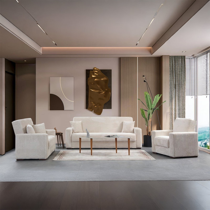 Monet Soft Loveseat, Silver, Beige