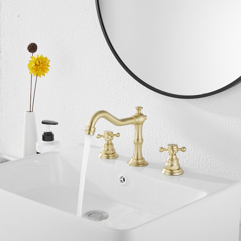 2-handle Bathroom Faucet with Drain Assembly, Brushed Gold