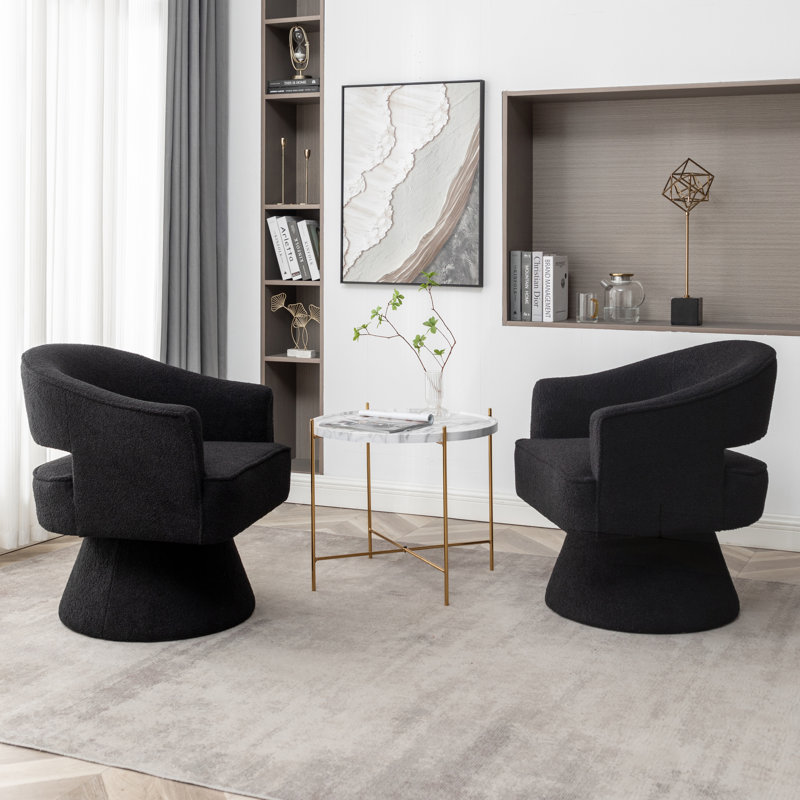 Fauteuil demi-tonneau pivotant de 28 po Kenzlee, Polyester noir