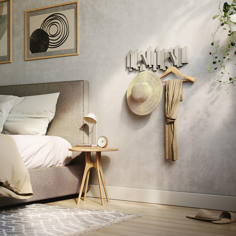 Wall-Mounted Coat Rack Rail Hook, Gray