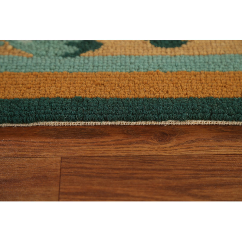 Tapis ivoire en laine bouclé / crocheté à la main Rema