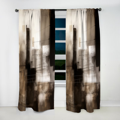 Lamara - Mid-Century noir Fusion V - Rideau moderne - Velours obscurcissant - 1 panneau