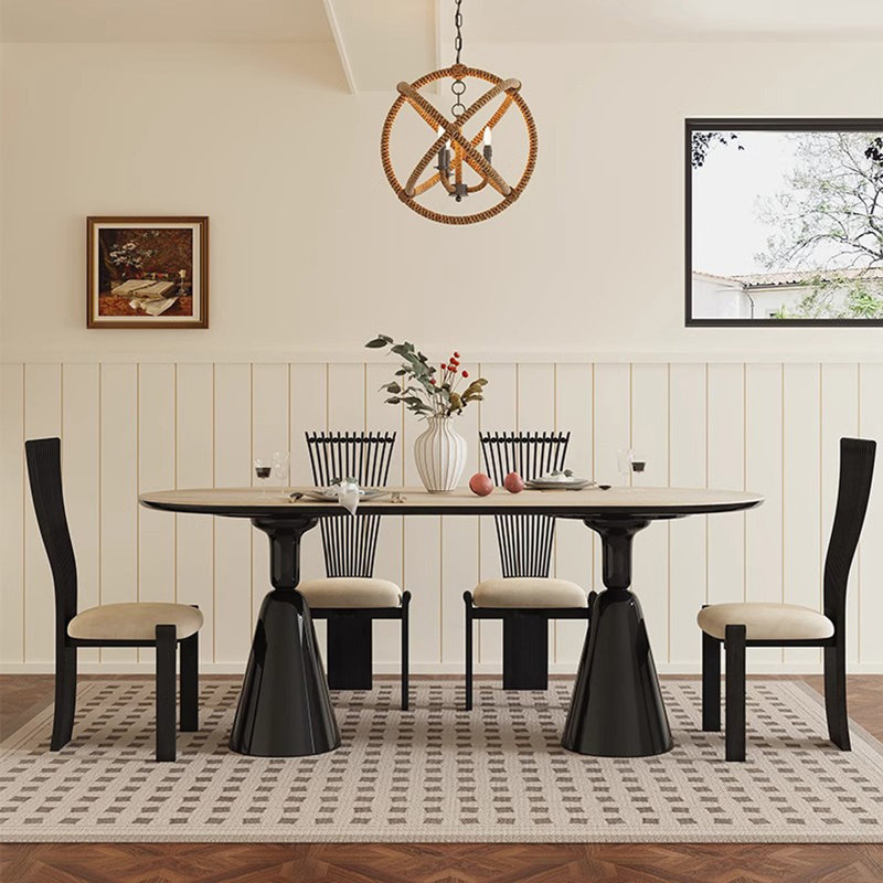 Ensemble de salle à manger ovale l 31,5 po, H 29,5 po x L 63 po x l 31,5 po, 5 pièces: table, 4 chaises
