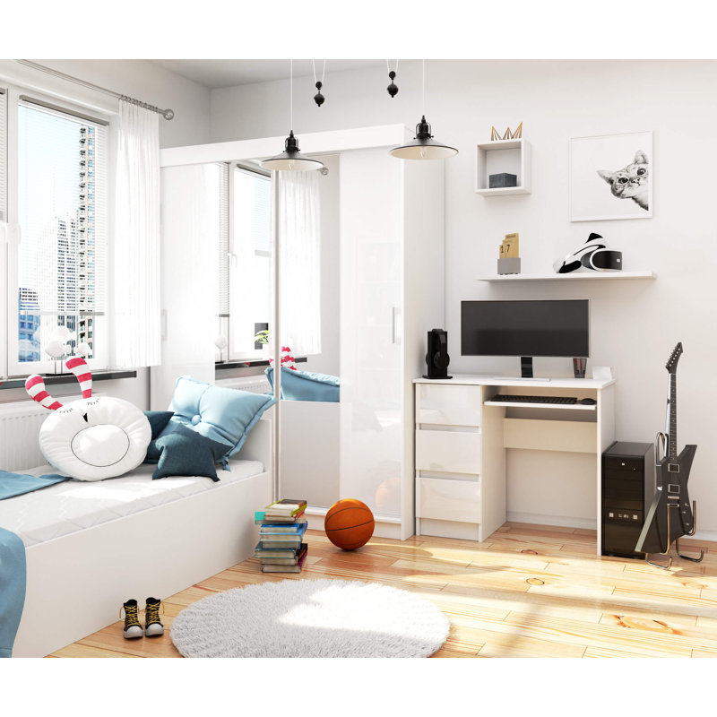Eldwin Computer Desk, Left, Gloss White