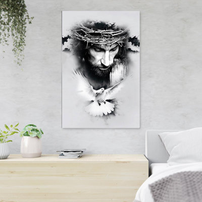 Jesus & Dove - 1 pièce, impression sur toile tendue
