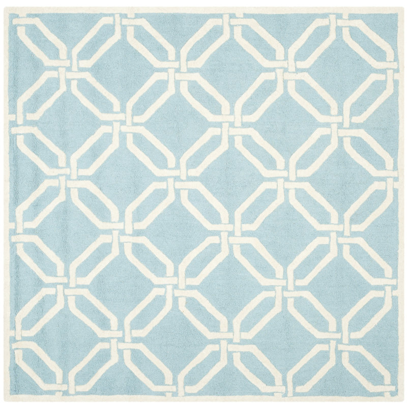 Deedgra Hand Tufted Wool Geometric Rug, Square 6'