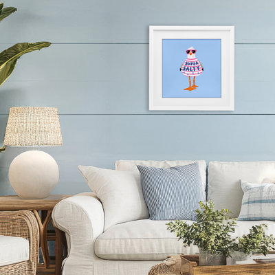 «Super Salty Sassy Seagull», reproduction sous verre encadrée, design par Bex Morley Design