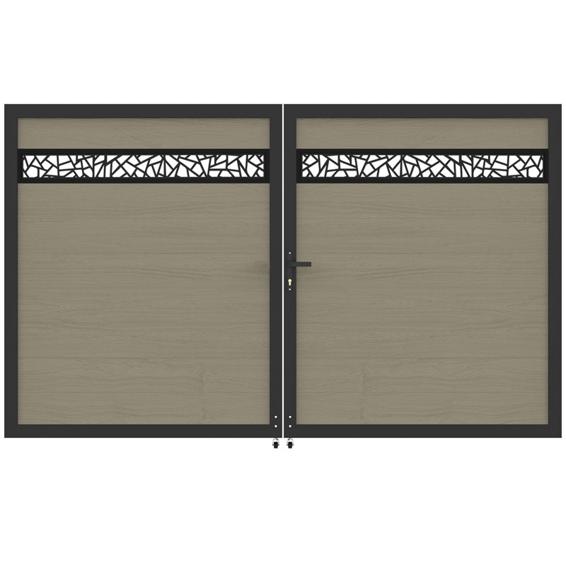 Barrière d'intimité décorative 6 pi H * 8 pi l avec cadres en métal et ensembles de poignées, double barrière en bois composite en plastique - sans les poteaux