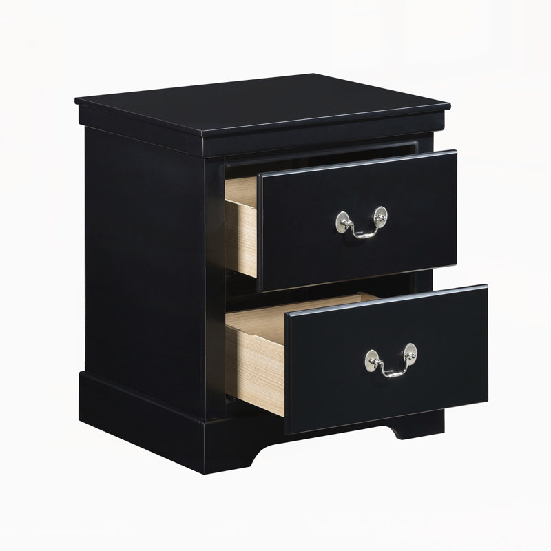 Table de chevet moderne avec tiroirs, Noir