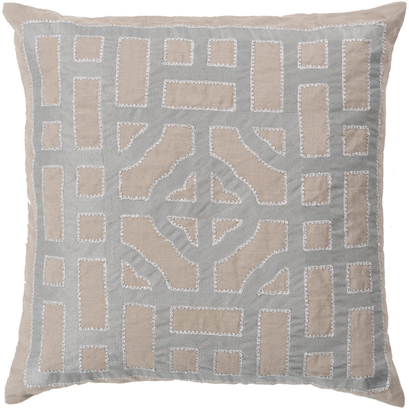 Geometric Pillow Cover, 22" H x 22" W x 1" D, Brown\Metallic