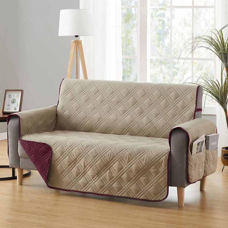 Housse pour canapé à coussins carrés/rectangulaires, 100 % polyester bourgogne, H 3,54 po x l 12 po x P 12,6 po