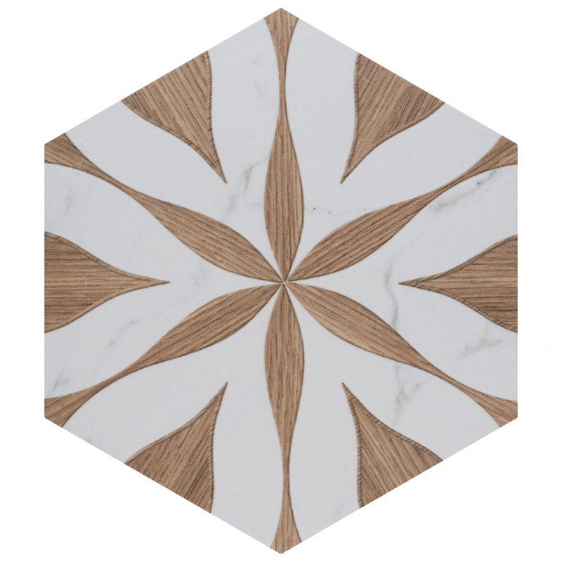 Llama Flower Loire 8-5/8 In. X 9-7/8 In. Porcelain Floral Look Wall & Floor Tile, Noce