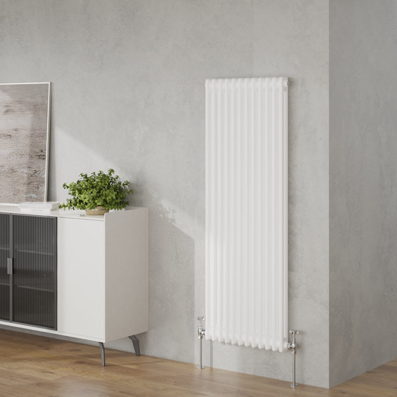 Valda Vertical Traditional 2 Column Designer Radiator, White, 150cm H x 56cm W