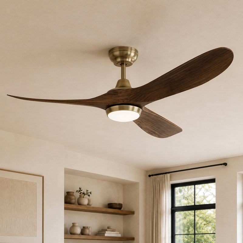 60" Ceiling Fan with Light High Airflow 6-Speed, Low Noise Reversible DC Motor ABS Blades, 3CCT Dim, Gold
