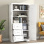 Armoire de rangement haute et large avec portes pour salle de bain / bureau, trois tiroirs