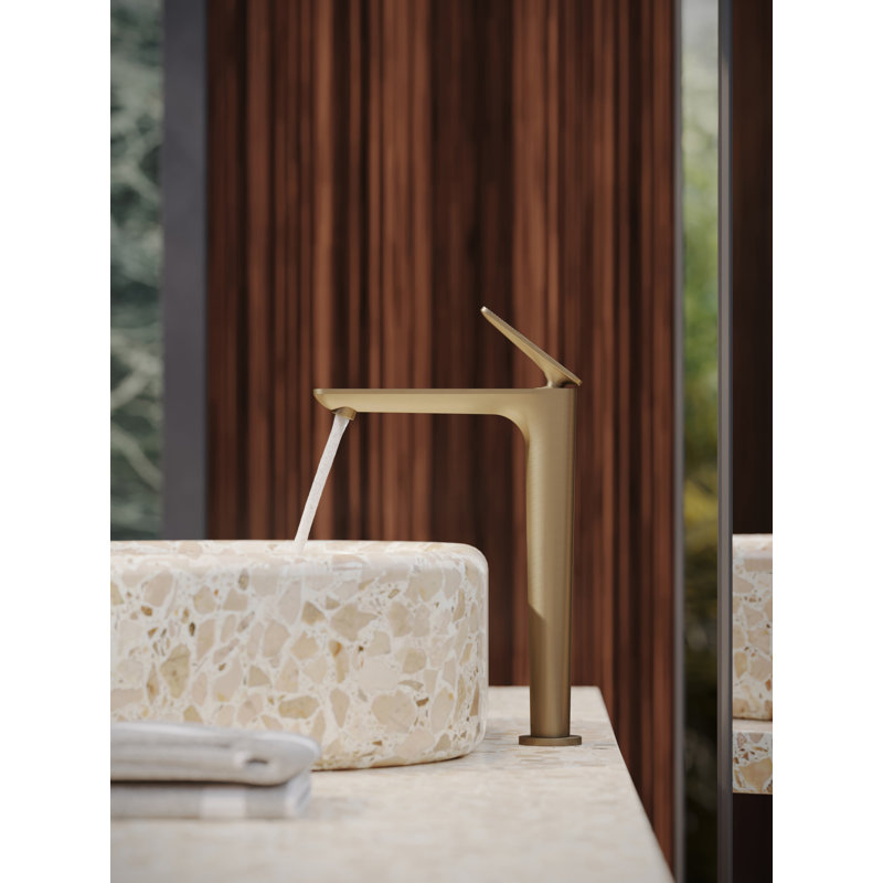 AXOR Citterio C Single-Hole Faucet 250 Coolstart With Pop-Up Drain-Cubic Cut, 1.2 GPM, Brushed Gold Optic