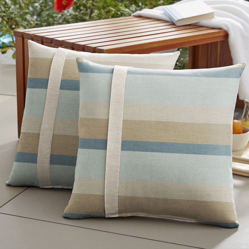 Striped Sunbrella® Outdoor Reversible Throw Pillow, 18" x 18"