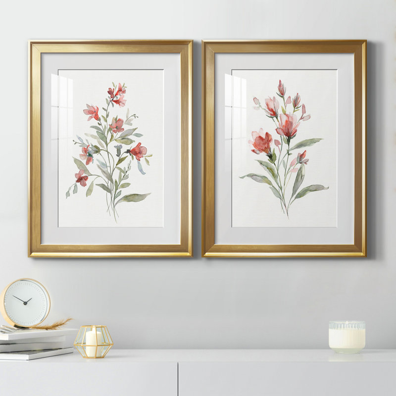 Lin Botanique Corail III - Étude nautique antique, encadrée sous verre acrylique, lot de 2, décoration murale côtière pour salon