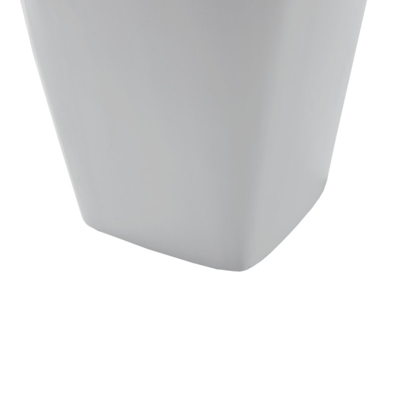 White Ceramic Table Lamp with Light Wood Accents and Empire Shade
