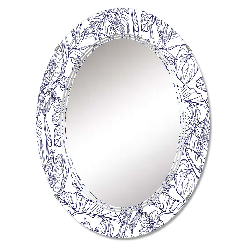 Perroquets tropicaux - miroir mural à motif ovale, 30 po x 20 po