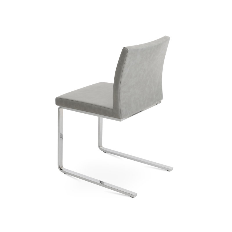 Aria Flat Side Chair, Bone Faux Leather